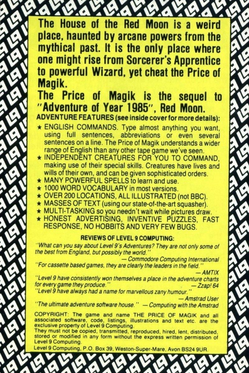 Price Of Magik, The dos