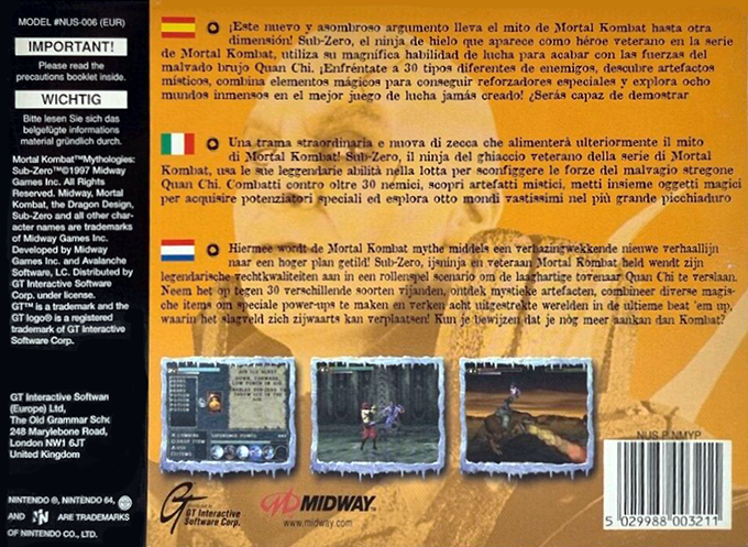 Mortal Kombat Mythologies : Sub-Zero - Dos