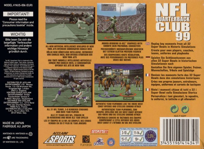 NFL Quarterback Club 99 dos