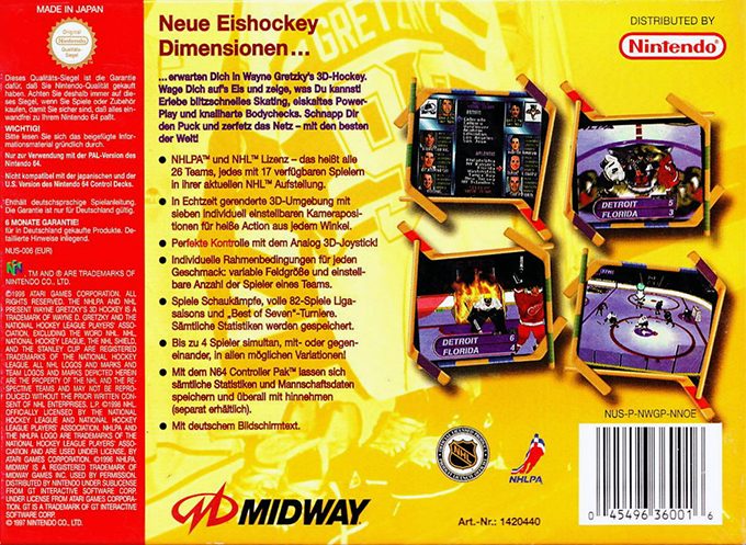 Wayne Gretzky's 3D Hockey dos