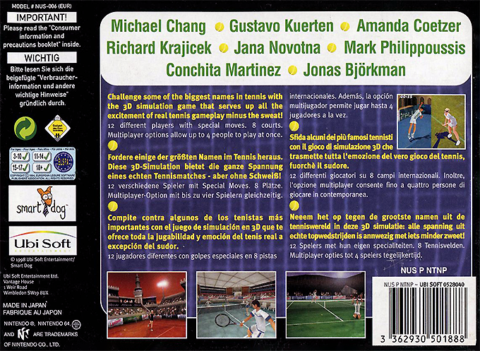 Yannick Noah All Star Tennis '99 - Dos