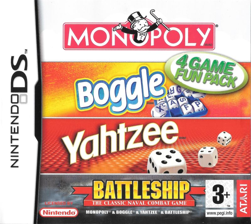4 Game Fun Pack: Monopoly + Boggle + Yahtzee + Battleship