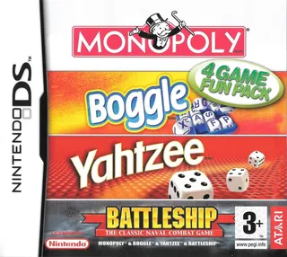 4 Game Fun Pack: Monopoly + Boggle + Yahtzee + Battleship
