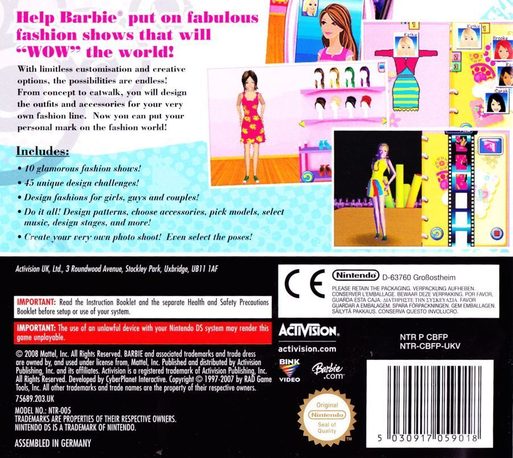 Barbie Styliste : Défilé de Mode dos