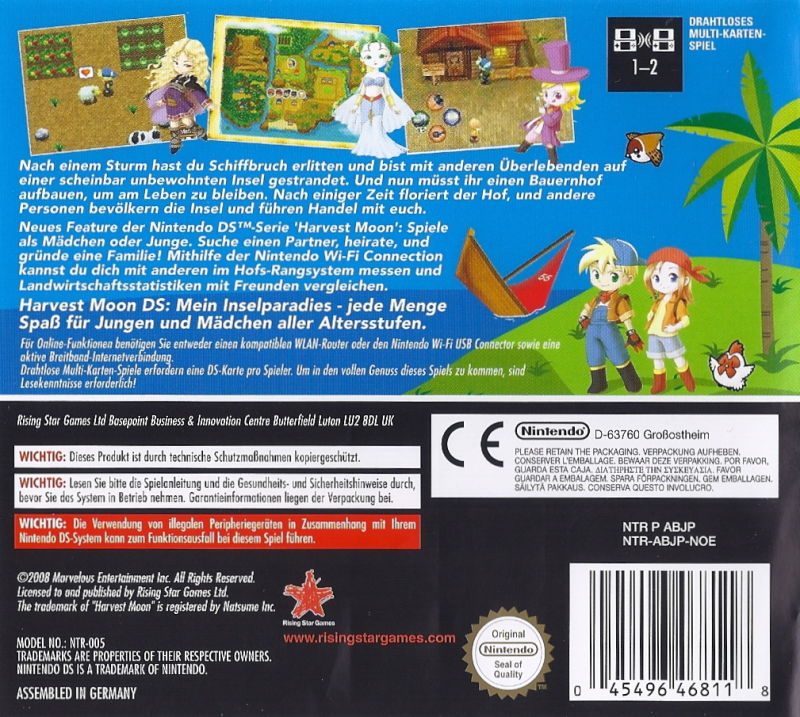 Harvest Moon DS : Île sereine dos
