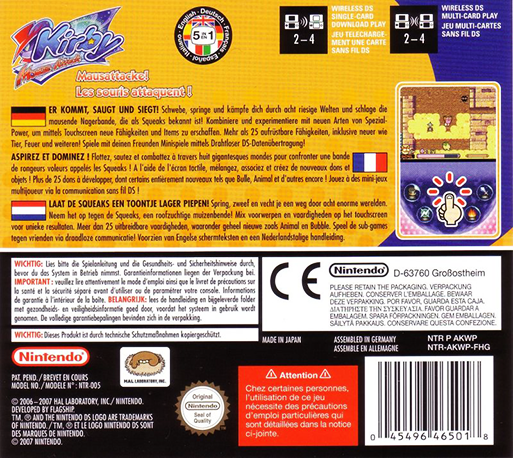 Kirby : Les Souris Attaquent - Dos