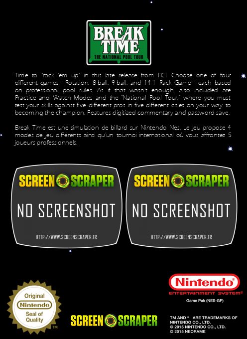 Break Time : The National Pool Tour dos