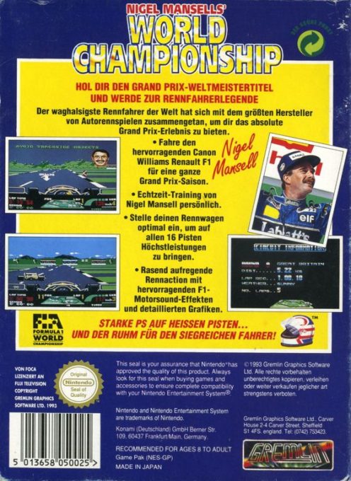 Nigel Mansell's World Championship Challenge dos