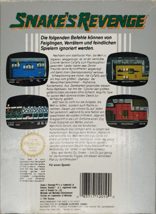 Snake's Revenge dos