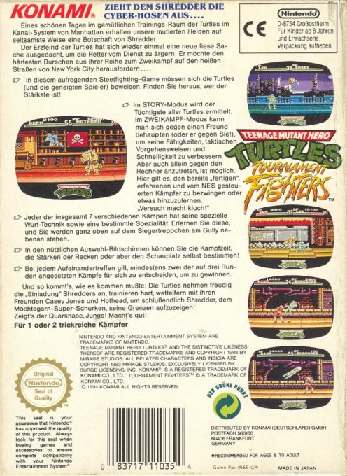 Teenage Mutant Ninja Turtles : Tournament Fighters dos