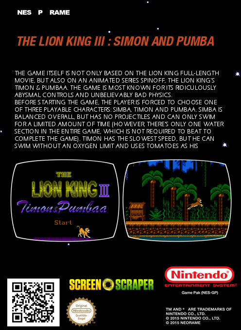 The Lion King III: Timon & Pumbaa dos