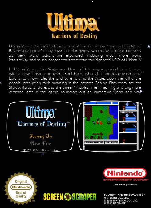 Ultima : Warriors of Destiny dos