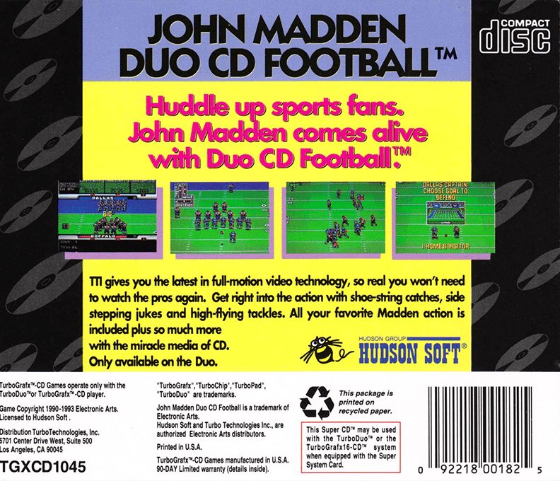John Madden Duo Cd Football dos