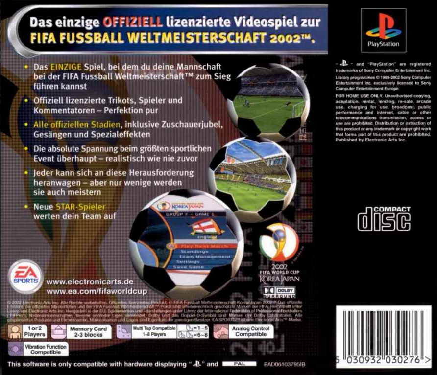 Coupe du Monde FIFA 2002 - Dos
