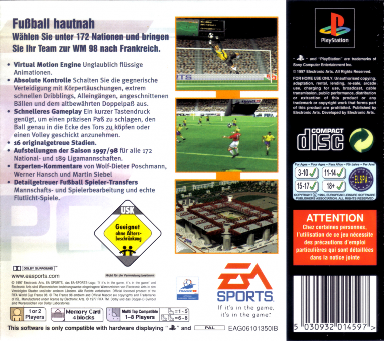FIFA : En Route pour la Coupe du Monde 98 - Dos