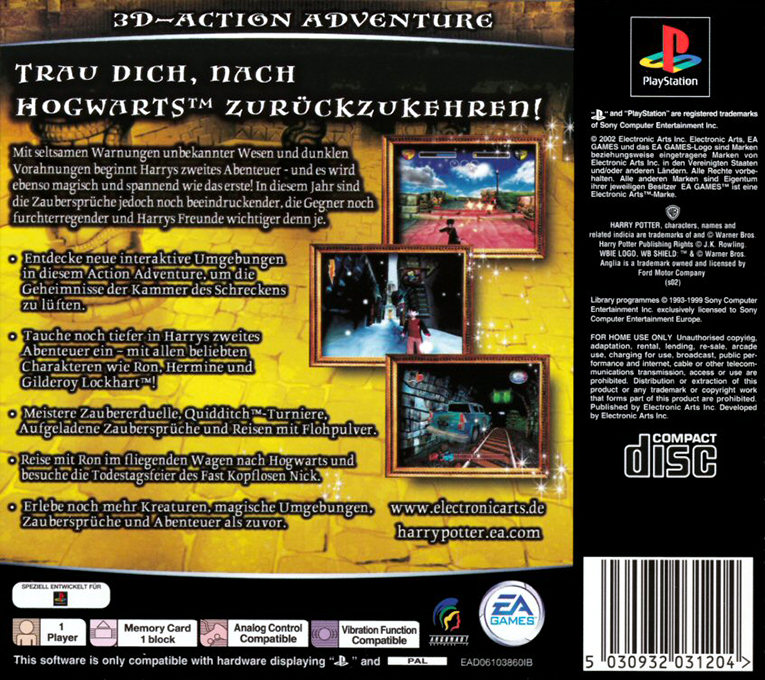 Harry Potter et la Chambre des Secrets - Dos