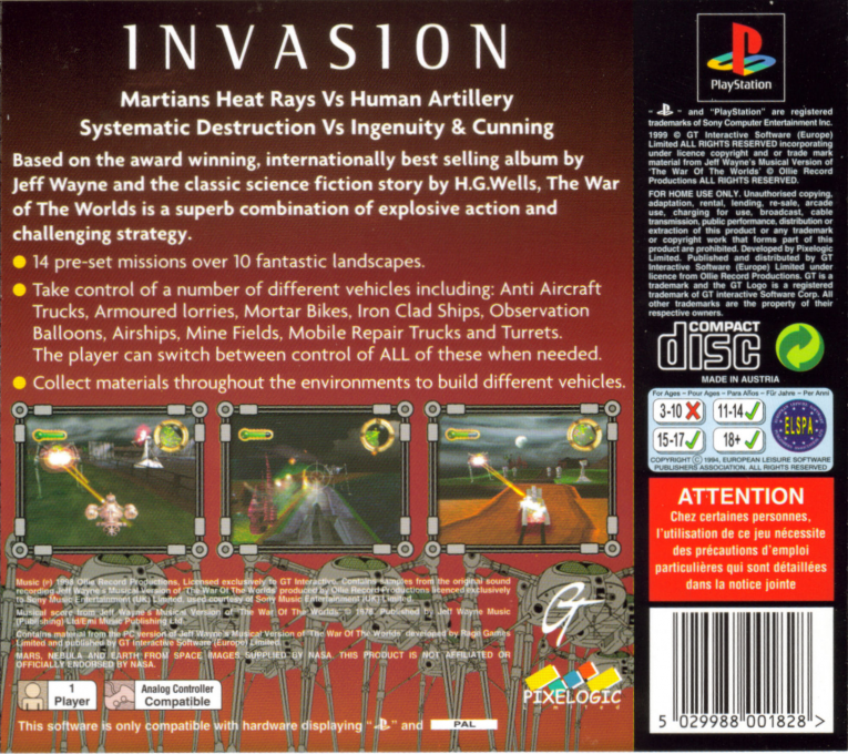 Jeff Wayne's La Guerre des Mondes - Dos