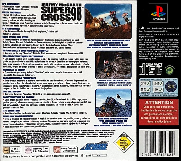 Jeremy McGrath Supercross 98 - Dos