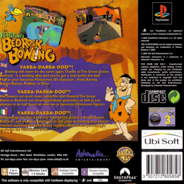 Les Pierrafeu : Bedrock Bowling - Dos