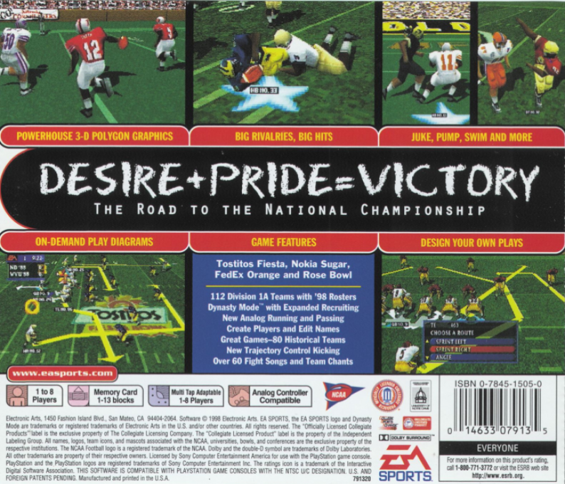 NCAA Football 98 - Dos
