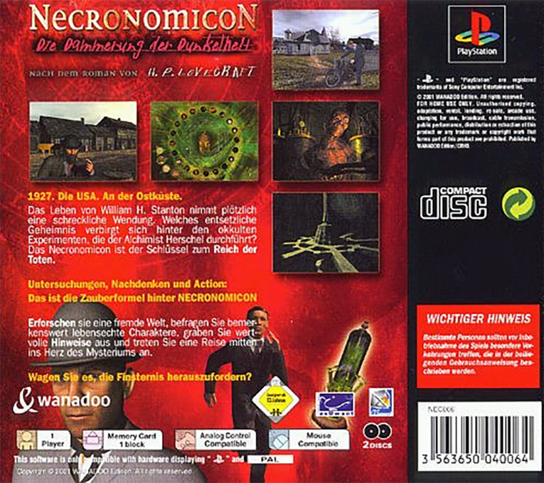 Necronomicon : L'Aube des Ténèbres - Dos