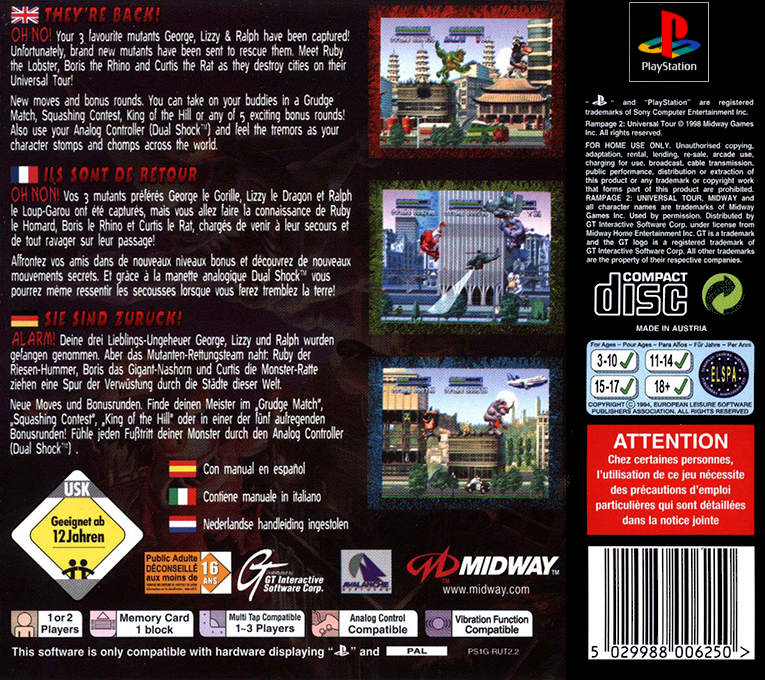 Rampage 2 : Universal Tour - Dos