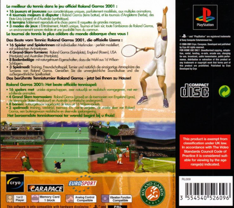 Roland Garros French Open 2001 - Dos