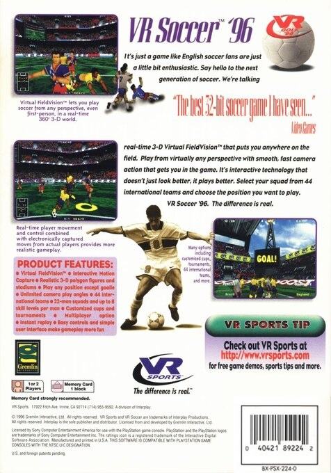 VR Soccer '96 - Dos