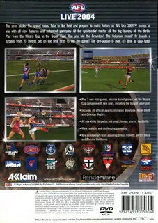 AFL Live 2004 - Aussie Rules Football - Dos