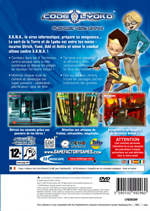 Code Lyoko - Plongez Vers L'infini - Dos