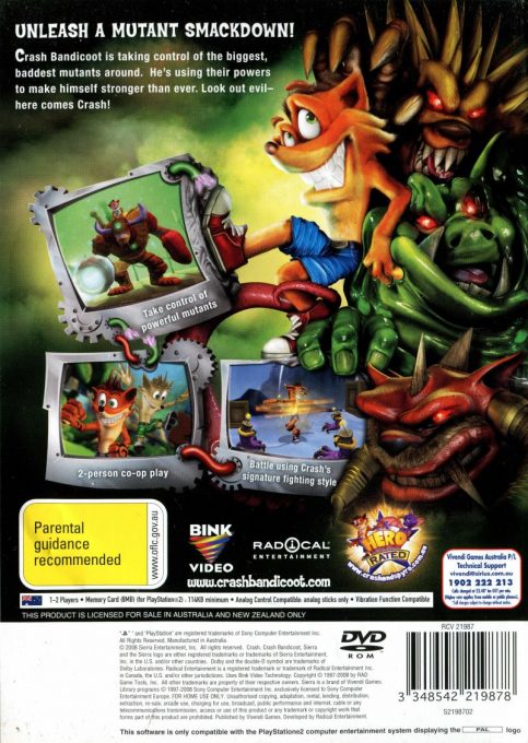 Crash - Génération Mutant - Dos