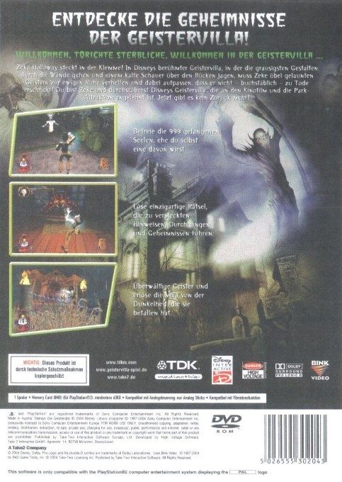 Disney  Le Manoir Hanté - Dos