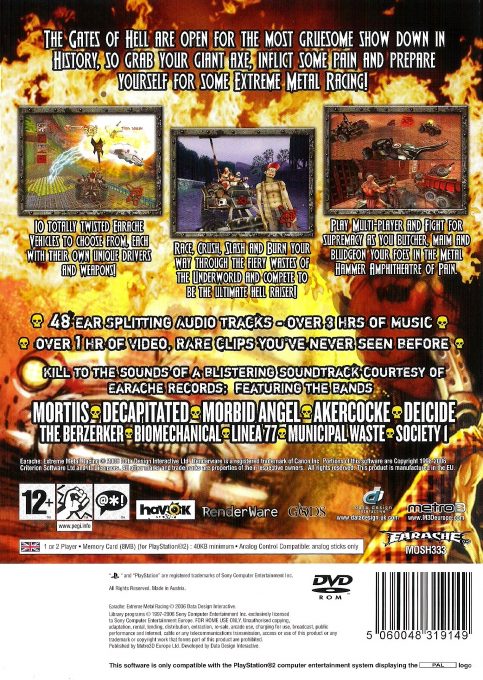 Earache Extreme Metal Racing - Dos