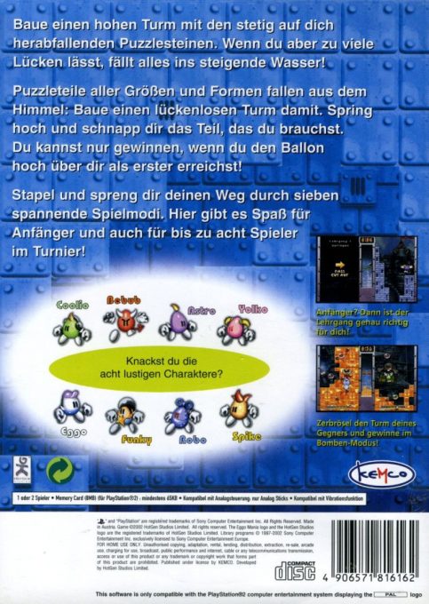 Egg Mania : Eggstreme Madness - Dos