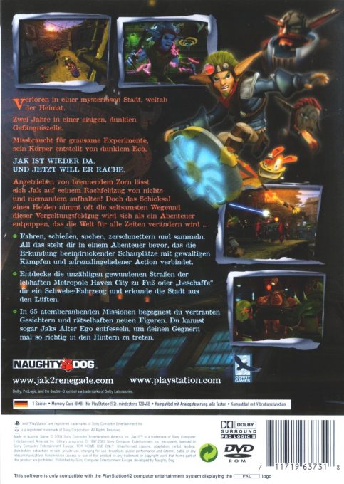 Jak II : Hors la Loi - Dos