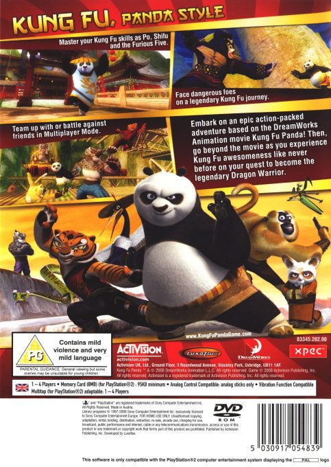 Kung Fu Panda : Le Jeu - Dos