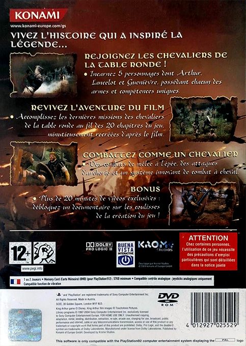 Le Roi Arthur - Dos