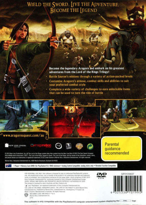 Le Seigneur des Anneaux : La Quête d'Aragorn - Dos