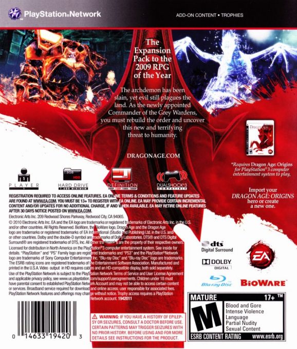 Dragon Age : Origins - Awakening - Dos