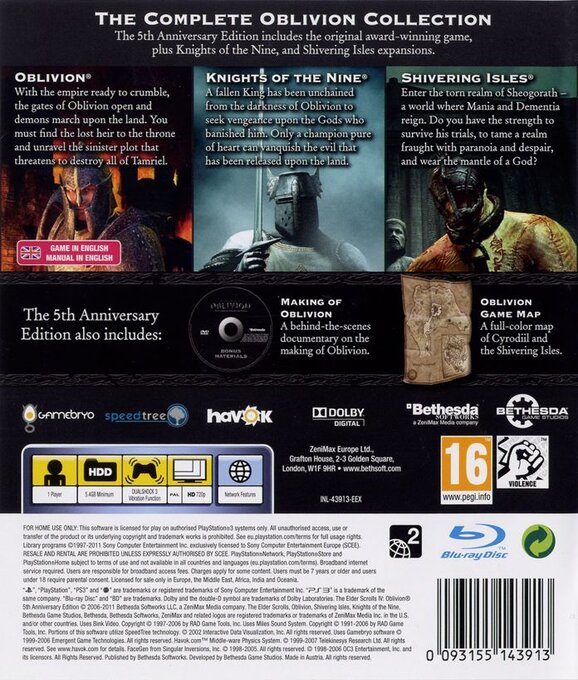 Elder Scrolls IV, The - Oblivion - 5th Anniversary Edition dos