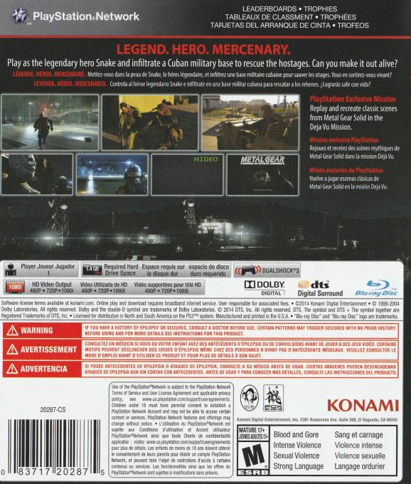 Metal Gear Solid V : Ground Zeroes dos