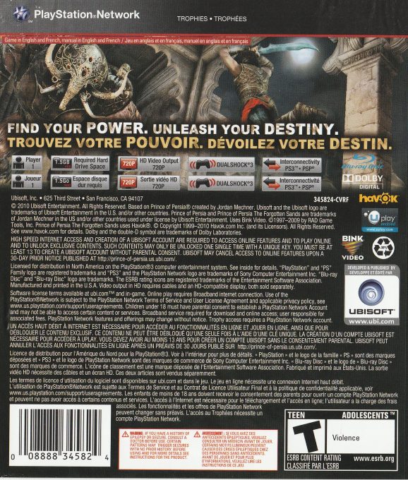 Prince of Persia : Les Sables Oubliés dos