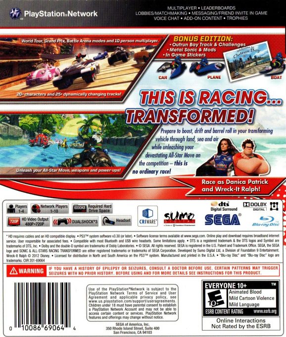Sonic & All-Stars Racing Transformed dos