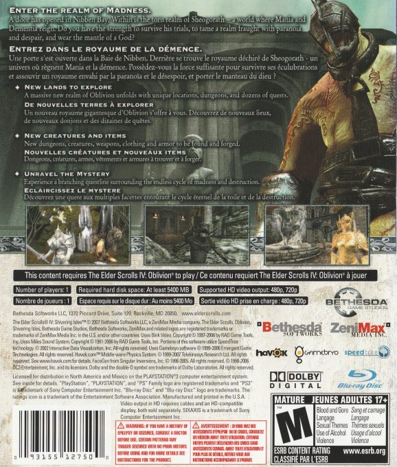 The Elder Scrolls IV : Shivering Isles dos