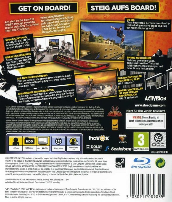 Tony Hawk Shred dos