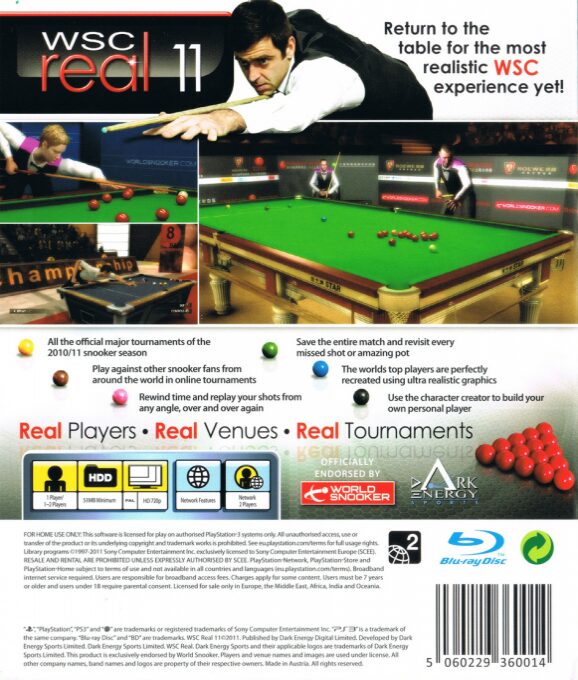 WSC Real 11 World Snooker Championship - Dos