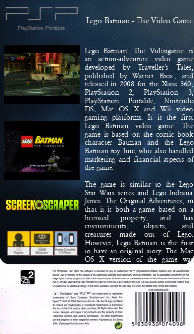 LEGO Batman : Le Jeu Vidéo dos