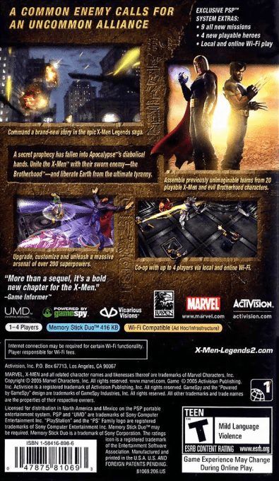 X-Men Legends II : L'Avènement D'Apocalypse dos