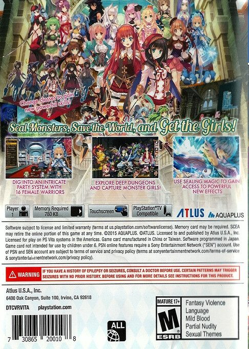 Dungeon Travelers 2 : The Royal Library & the Mons - Dos