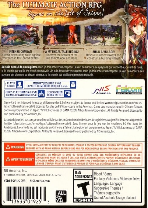 Ys VIII : Lacrimosa of Dana - Dos